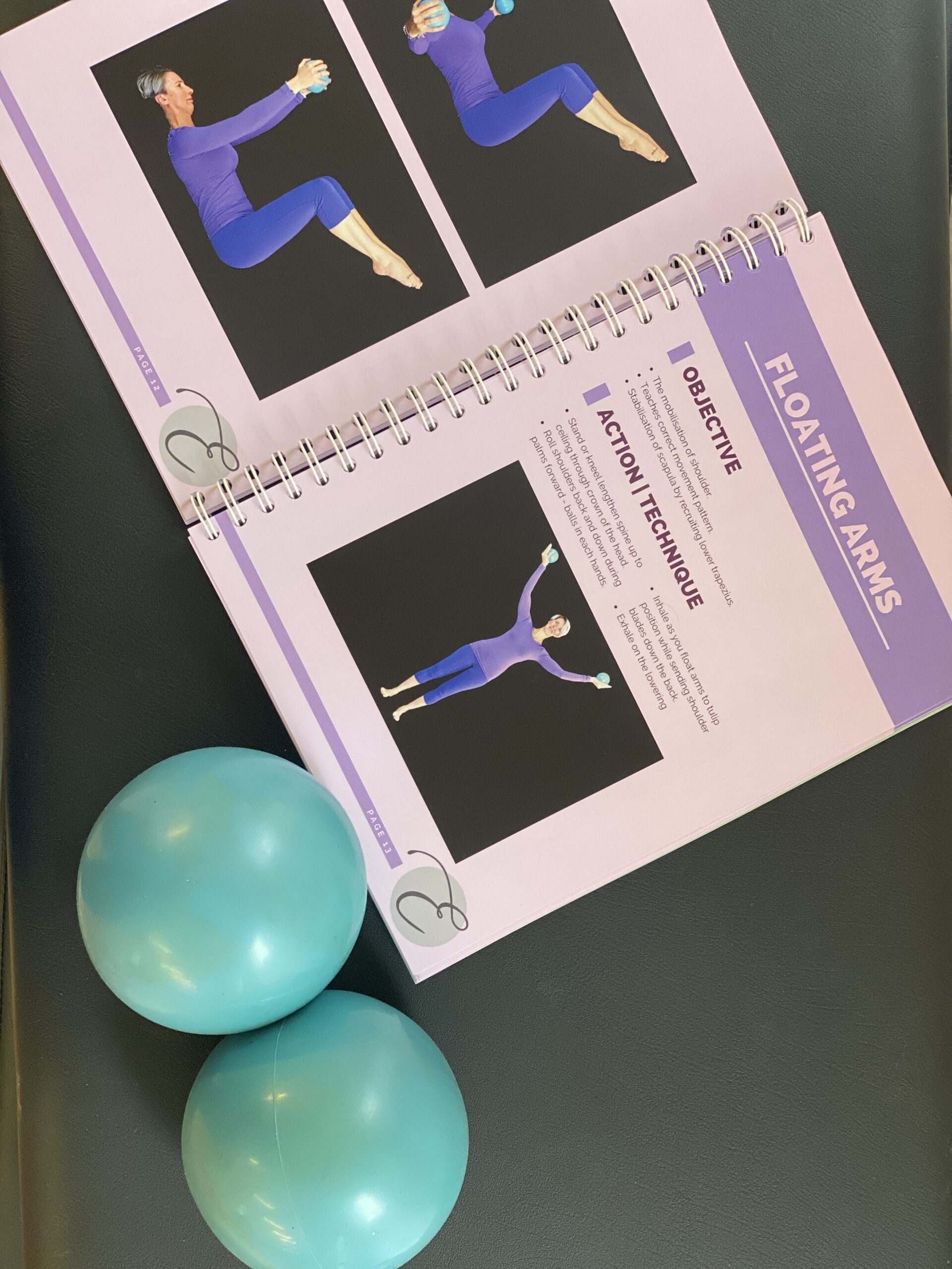 photo of pilates small equipment course workbook with weighted balls